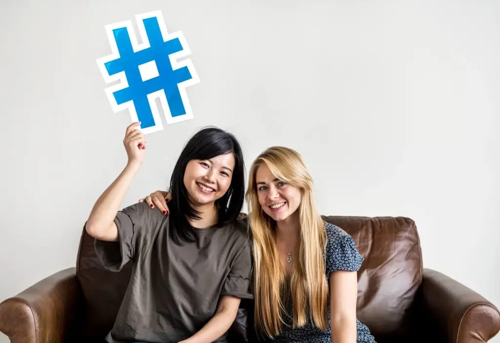 Friends holding Hashtag Symbol